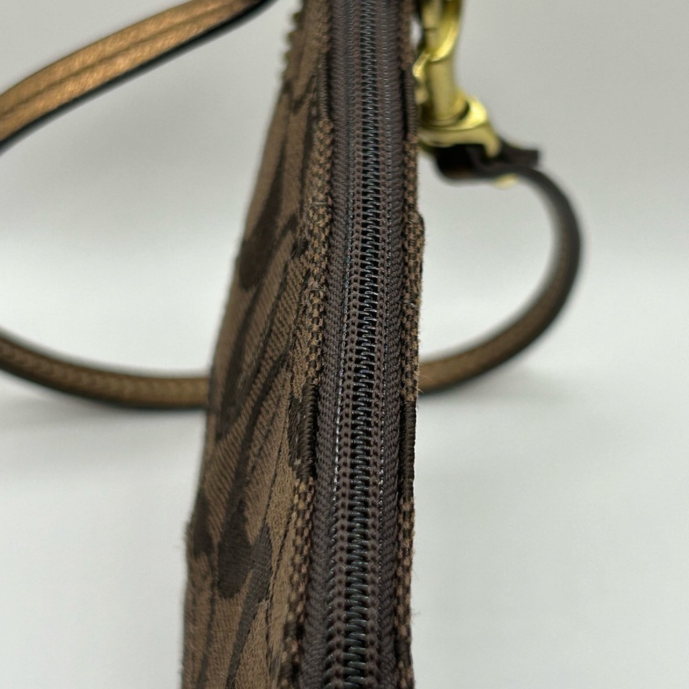 Coach Signature Brown Canvas 66th Anniversary Double Zip Wristlet 6” x 4.5” - Picture 10 of 10